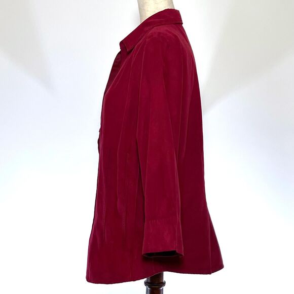 Dress Barn Red Pleated Button-Up Top 14/16 - Picture 2 of 8